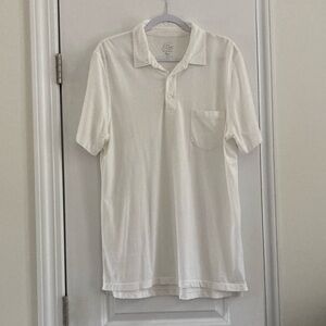J Crew White Cotton Polo Tee Large